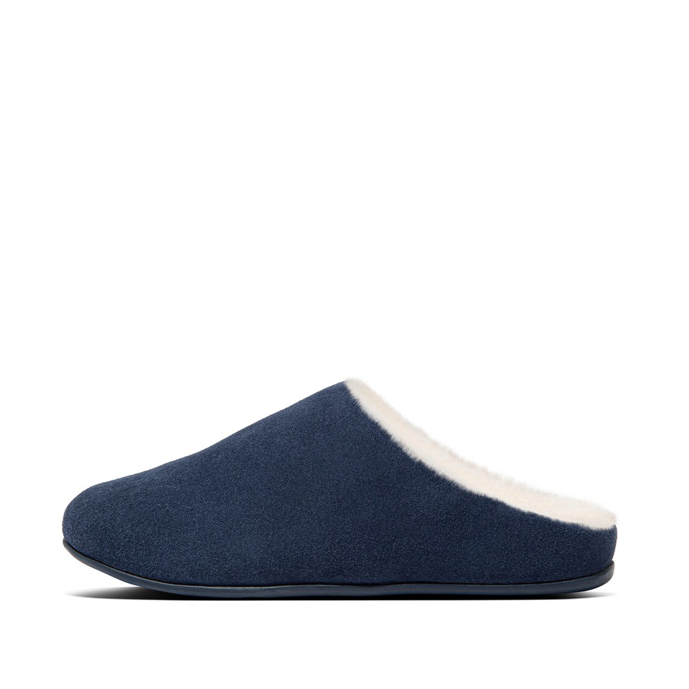 Fitflop Womens Slippers Navy - Chrissie Shearling - 86RQHBPMX